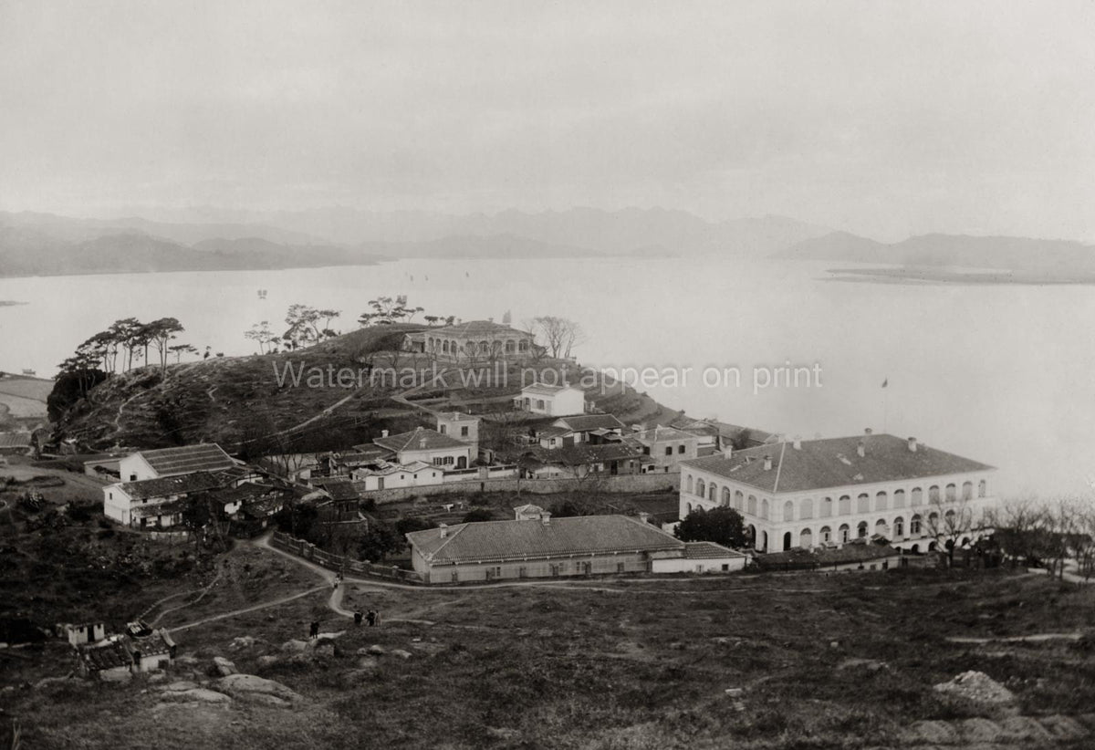 Pagoda Anchorage Foochow China Harbor Buildings Hillside Vtg. Photo 19thC.