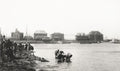 Yokohama Japan Harbour Waterfront Buildings People Foraging Vtg. Photo 19thC.