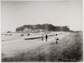 Enoshima Island Japan Beach Low Tide People Boats Coastal Vtg. Photo 19thC.