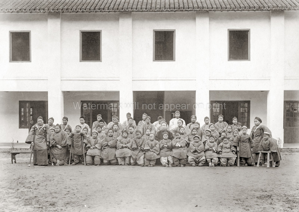 Baoding China Mission School Students Teachers Children Group Vtg. Photo 20thC.