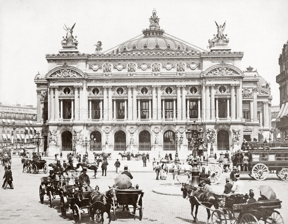 Paris Opra Garnier Beaux-Arts Architecture Horse Traffic Vtg. Photo 19thC.