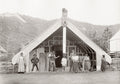 Maori Wharepuni Home Atene Whanganui New Zealand Group Carving Vtg. Photo 19thC.