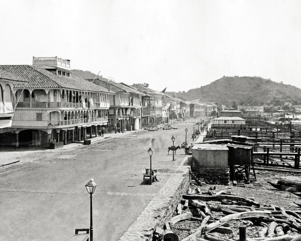 Valparaso Chile Waterfront Street Scene Architecture Port Vtg. Photo 19thC.