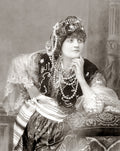 Egyptian Turkish Dancer Portrait Costume Jewelry Headdress Vtg. Photo 19thC.