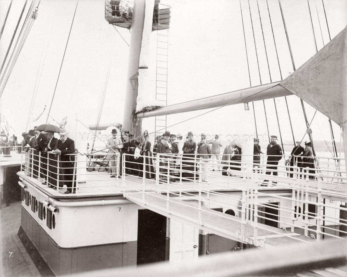 RMS Teutonic White Star Line Ship Deck Passengers Launch Vtg. Photo 19thC.