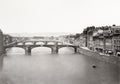 Florence Italy River Arno Ponte Vecchio Panoramic Bridges Vtg. Photo 19thC.