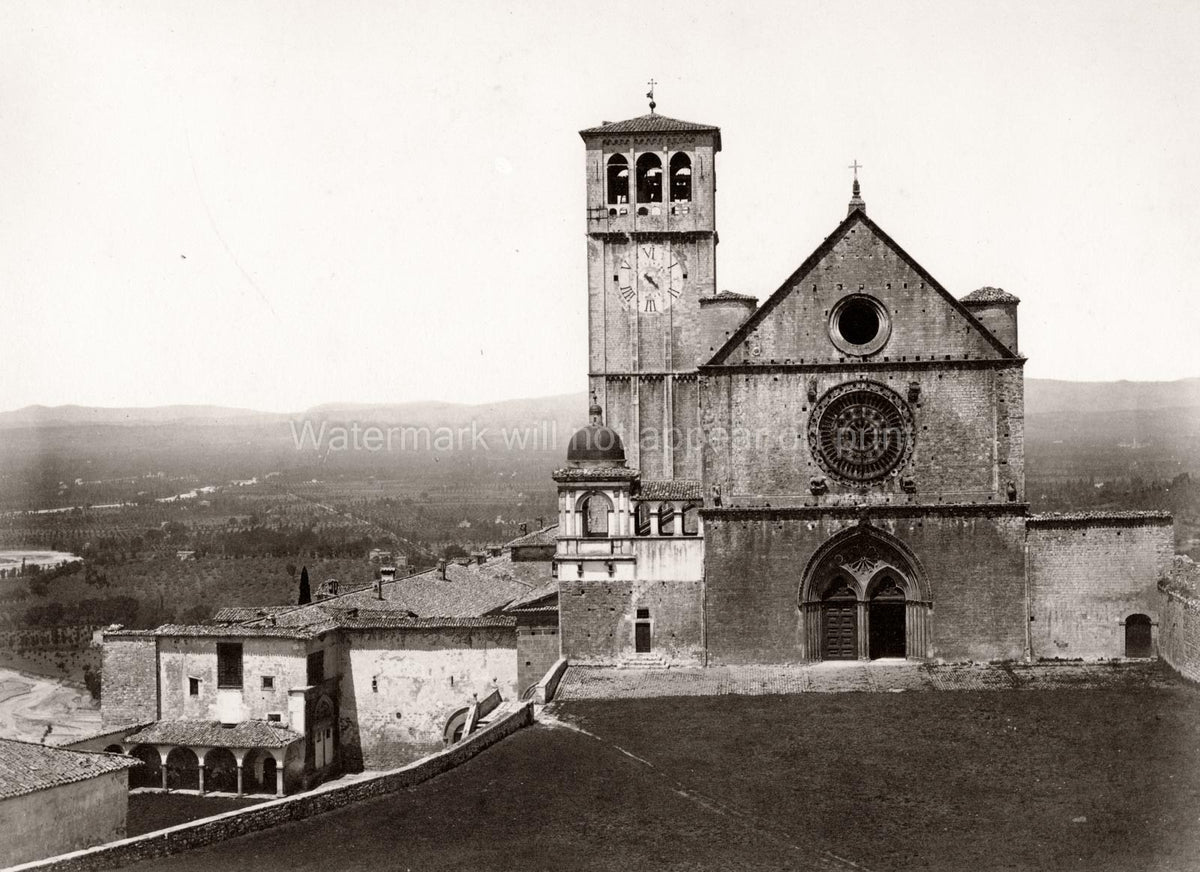 Basilica Of Saint Francis Assisi Italy Church Architecture Vtg. Photo 19thC.