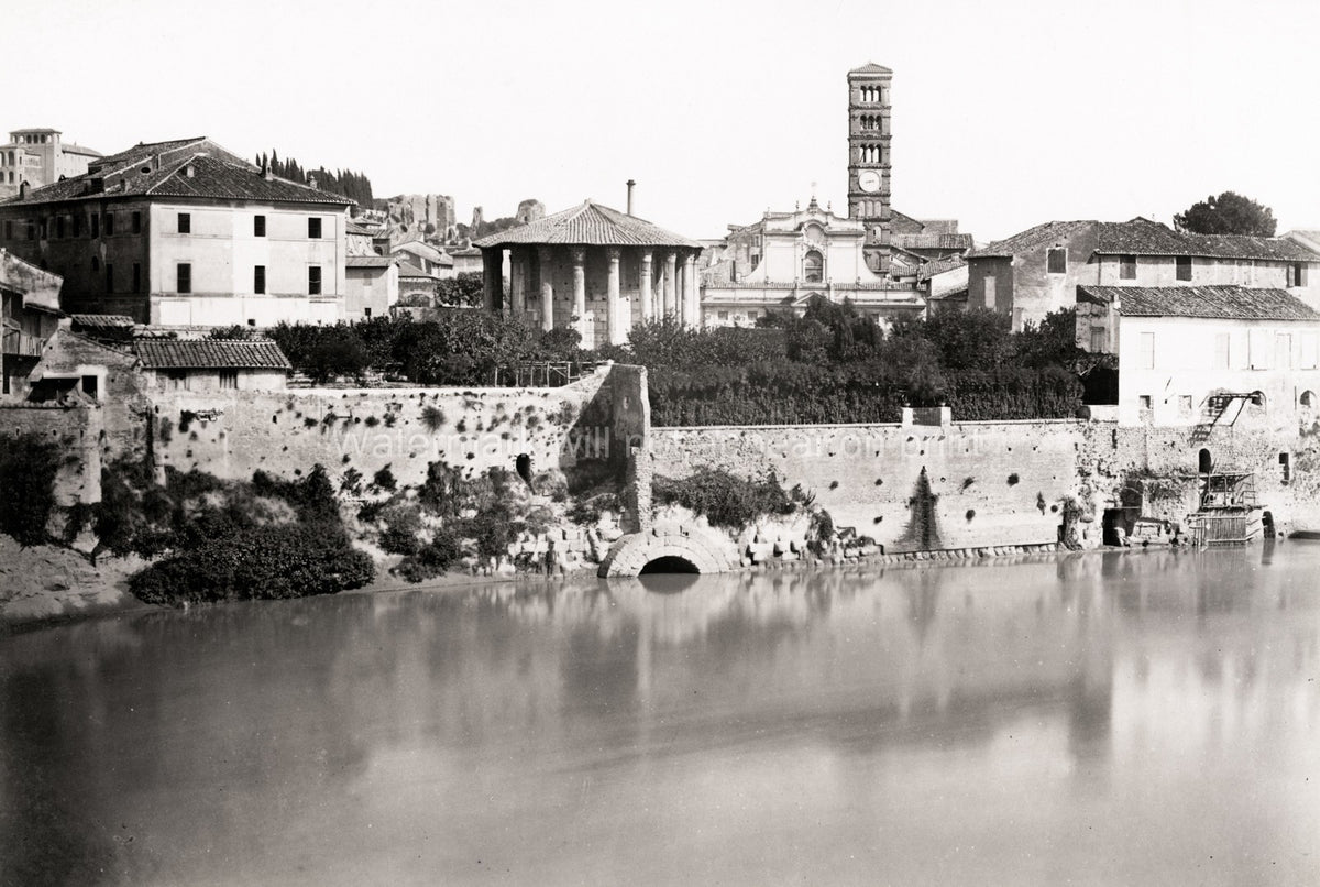 Rome Roman Great Sewer Cloaca Maxima Temple Tiber River City Vtg. Photo 19thC.
