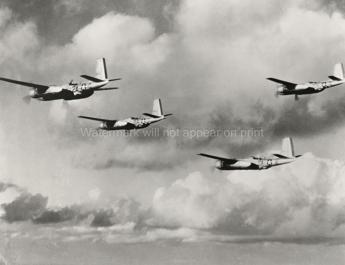 Germany Douglas A-26 Invaders Light Bombers Flight Formation Vtg. Photo WW2