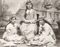 Pacific Islands Samoa Women Studio Portrait Flower Leis Vtg. Photo 19thC.