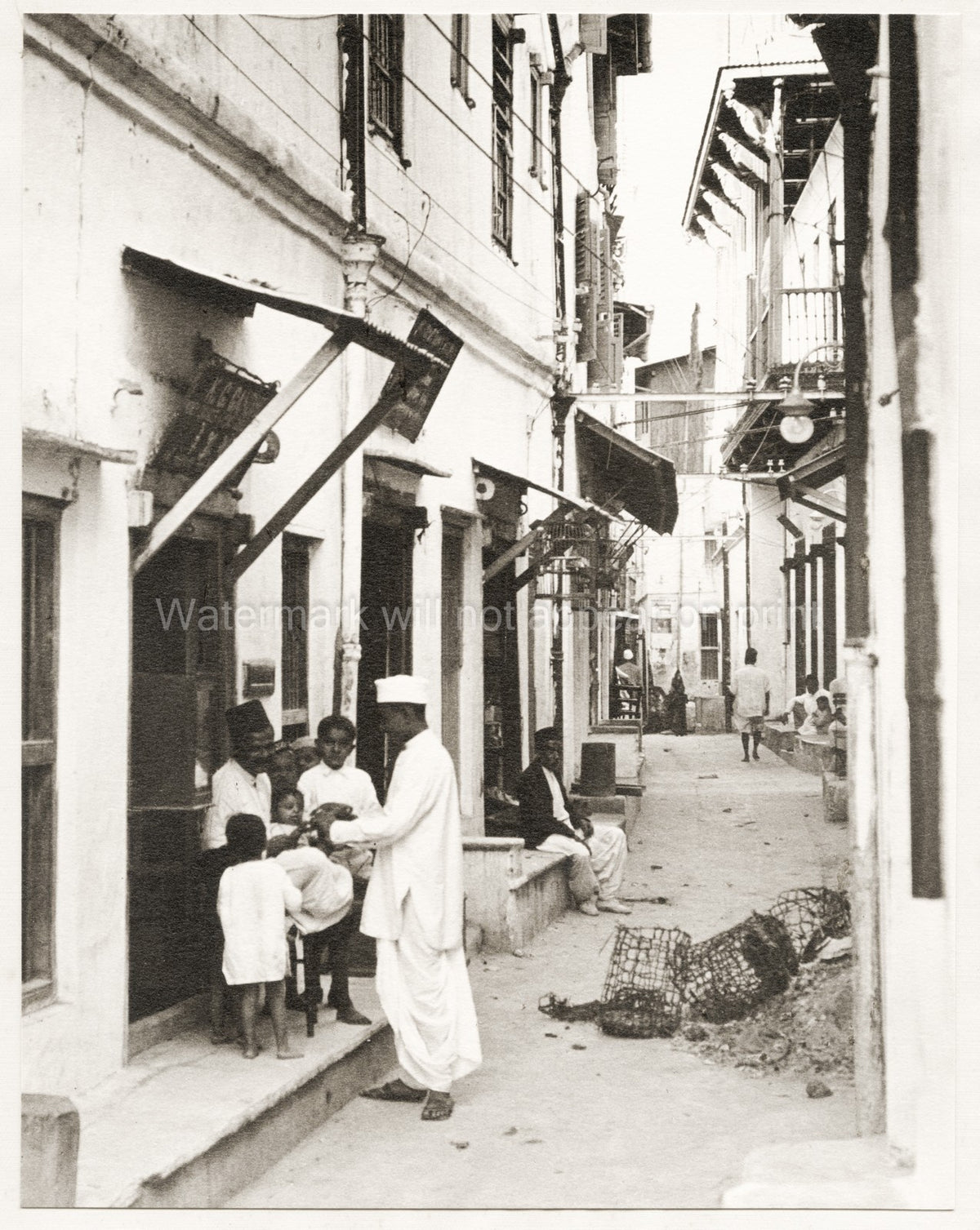 Zanzibar East Africa Stone Town Alley People Daily Life Vtg. Photo 19thC.