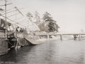 Arashiyama Kyoto Japan Wooden Bridge River Boats People Kimono Vtg. Photo 19thC.
