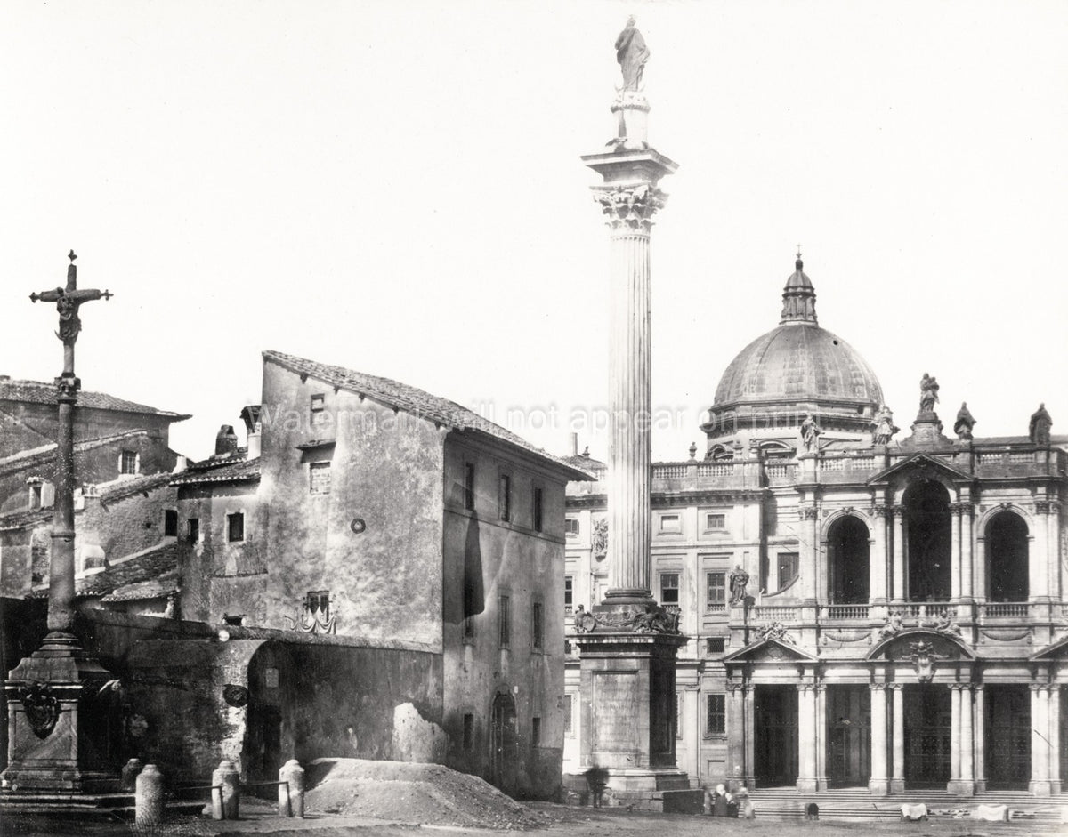 Rome Basilica Santa Maria Maggiore Piazza Column Architecture Vtg. Photo 19thC.