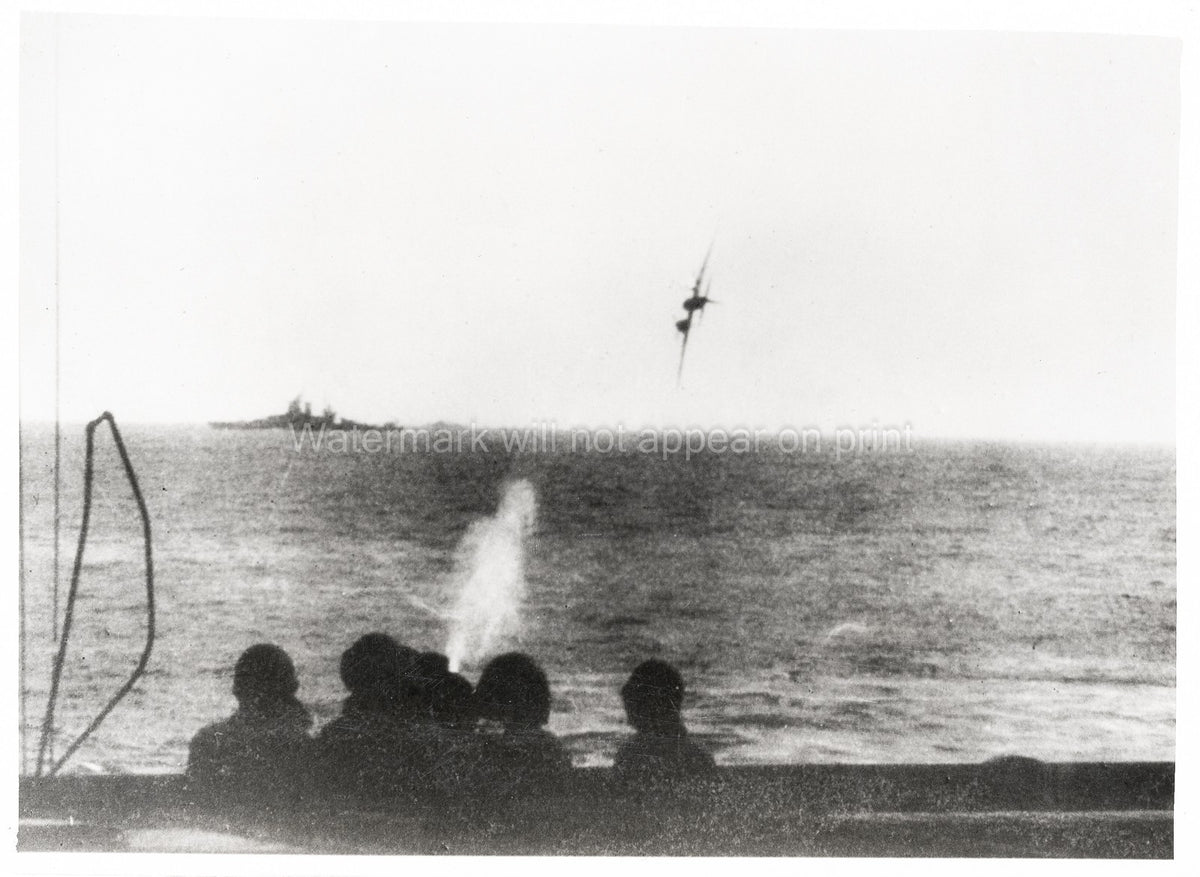 Japanese Kamikaze Suicide Attack WWII Warship Battle Ocean Vtg. Photo WW2