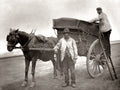 London Street Life Flying Binmen Horse Drawn Cart Workers Vtg. Photo 19thC.