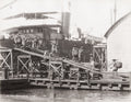 Singapore Ship Discharging Coal Porters Labourers Dock Workers Vtg. Photo 19thC.