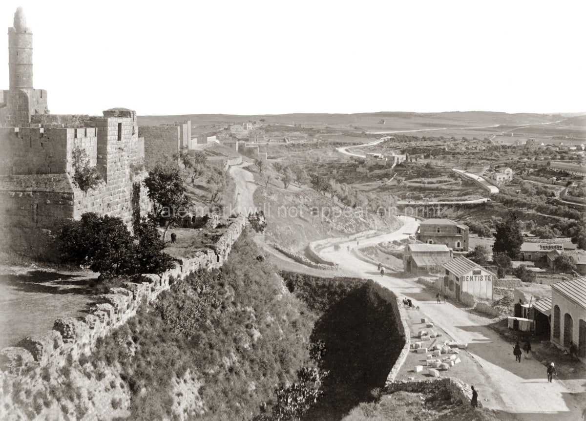 Jerusalem Palestine Old City Walls Tower David Landscape Vtg. Photo 19thC.