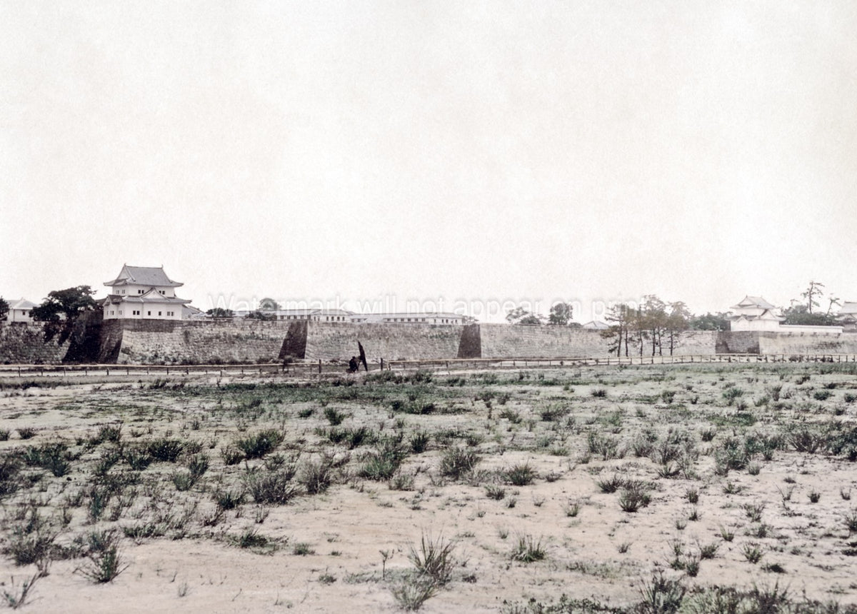 Osaka Castle Walls Fortress Architecture Landscape Japan Vtg. Photo 19thC.