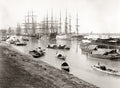 Calcutta India Harbour Tall Ships Masts Boats Port River Scene Vtg. Photo 19thC.