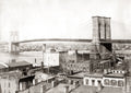 New York Brooklyn Bridge Cityscape Rooftops East River Vtg. Photo 19thC.