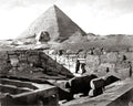 Egypt Great Pyramid Sphinx Giza Landmark Monument Desert Vtg. Photo Late 19thC.