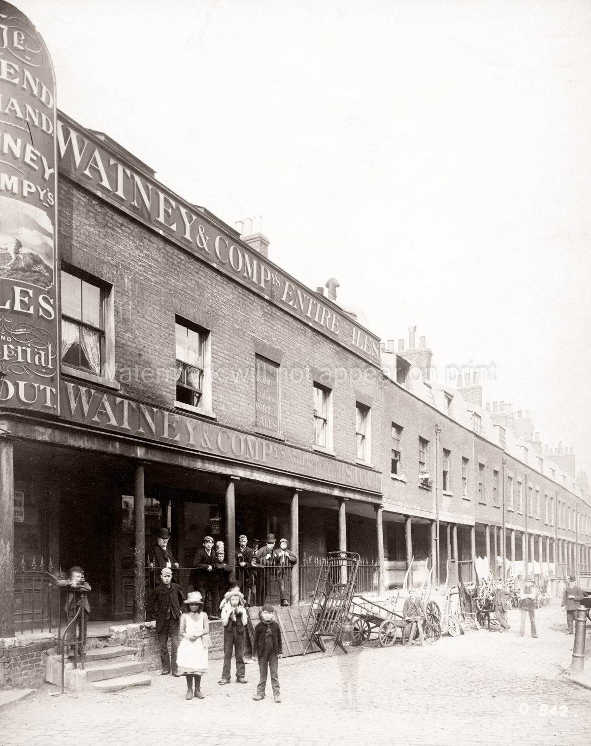 London England Watney & Co Brewery Pub Street Scene People Vtg. Photo 19thC.