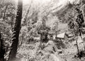 China Mountain Monastery Yangtze River Temple Stairs Cliff Vtg. Photo 19thC.