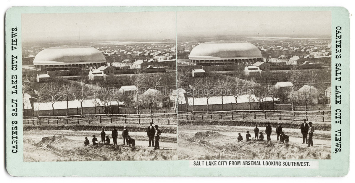 Salt Lake City Mormon Tabernacle Arsenal View Cityscape Vtg. Photo 19thC.