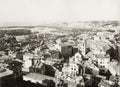 Genoa Italy Port Cityscape Harbor Docks Ships Lighthouse Vtg. Photo 19thC.