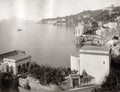Posillipo Naples Italy Coastal View Villas Cliffs Bay Vtg. Photo 19thC.