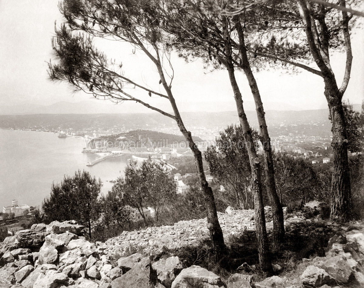 Nice France Harbor Port Coastline Cityscape French Riviera Vtg. Photo 19thC.