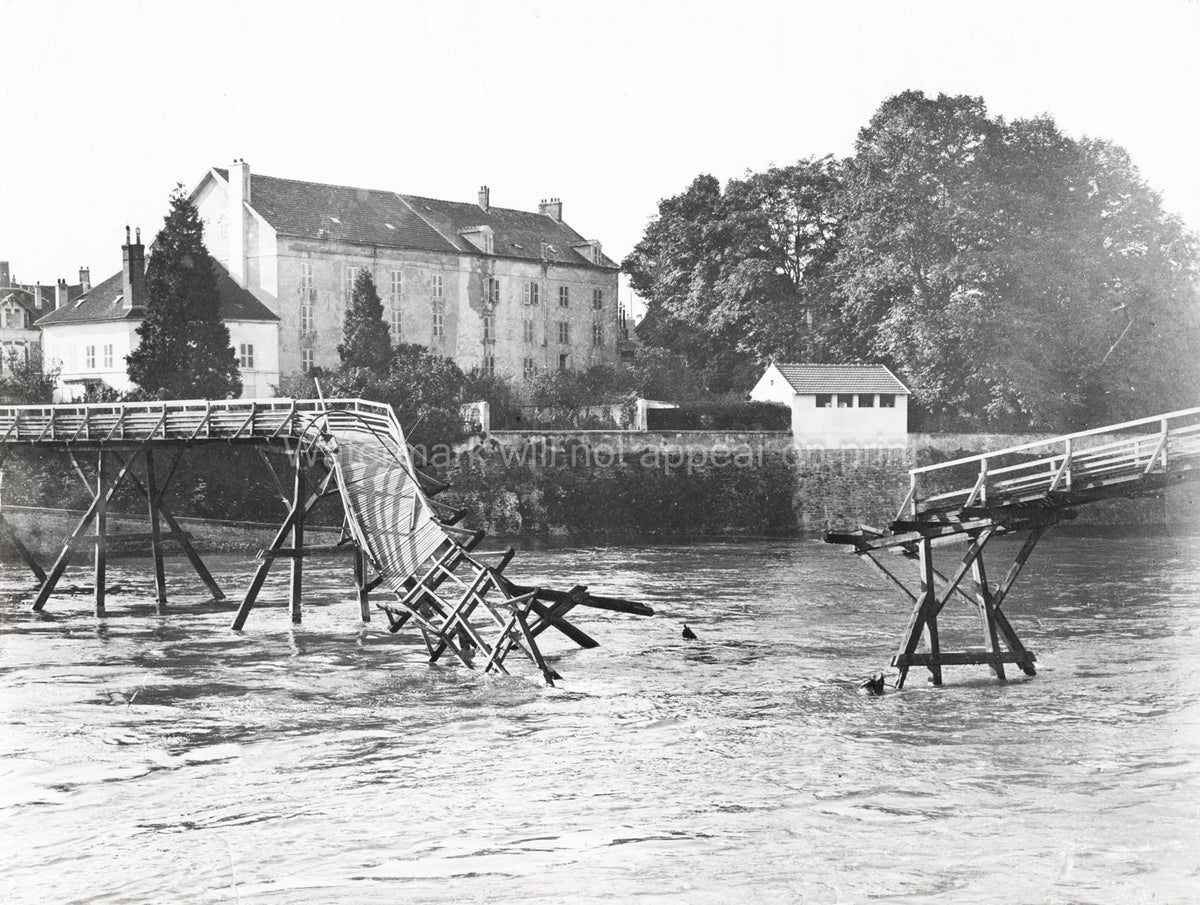 Meaux River Marne Broken Footbridge Destruction WW1 War Damage Vtg. Photo